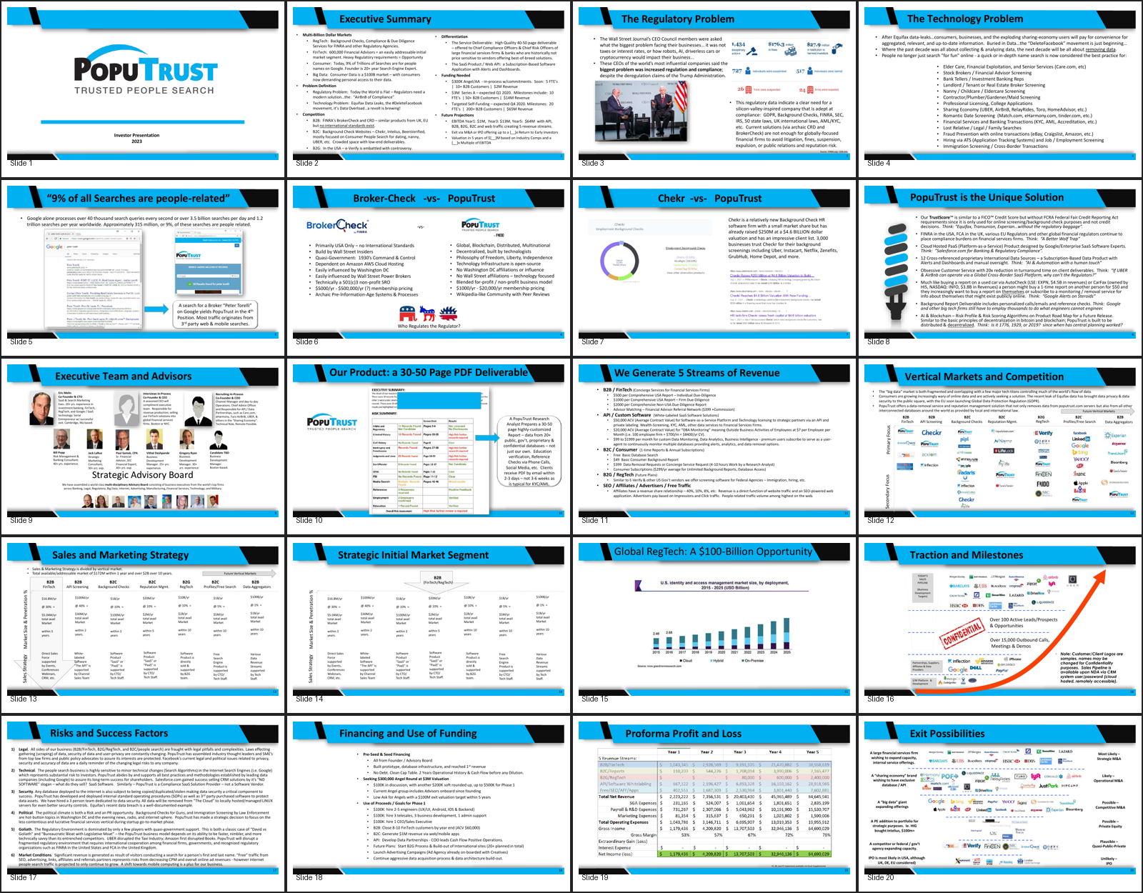 PopuTrust pitch deck storyboard preview